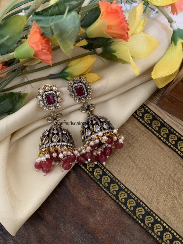 Victorian Maroon block jhumkas