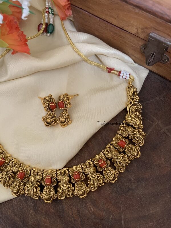 Coral floral necklace set