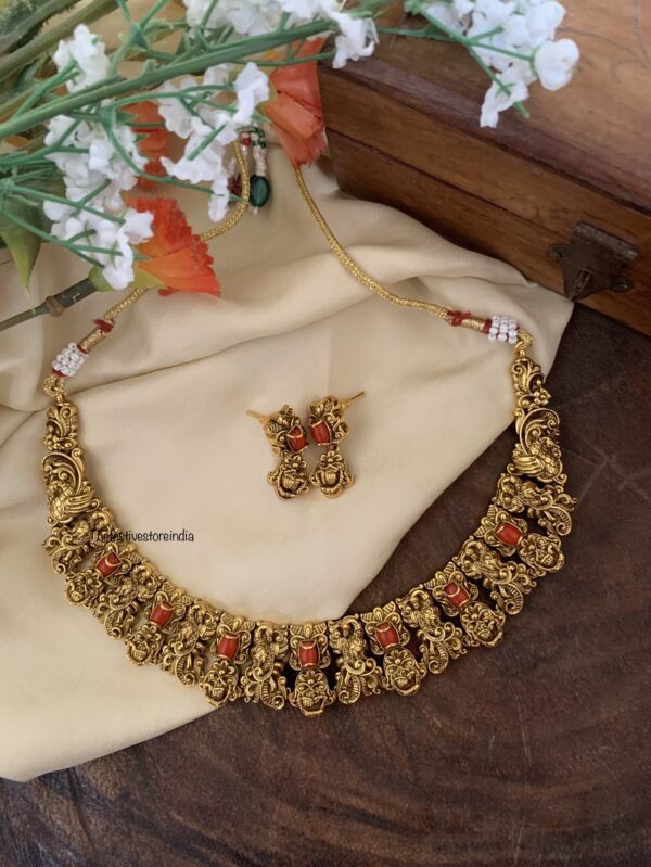 Coral floral necklace set
