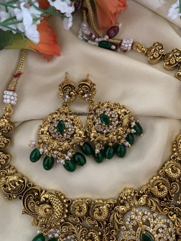 Budgeted Navilu green drops AD necklace set