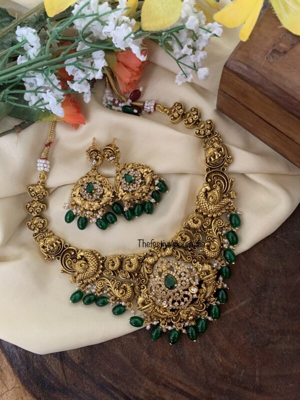 Budgeted Navilu green drops AD necklace set