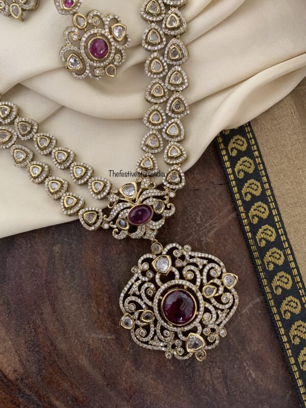 2 layer Victorian maroon stone necklace set