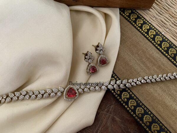 Budgeted leafy ruby Victorian choker necklace set