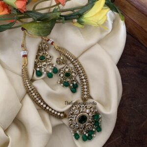 AD green beads pendant kanti set
