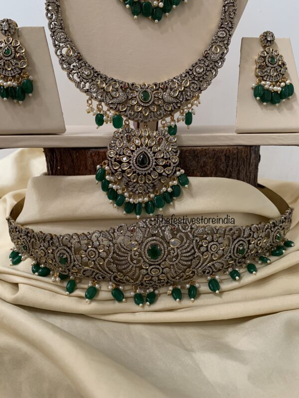 Victorian green drops complete Bridal set