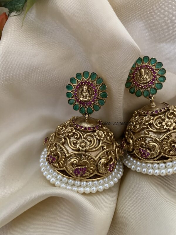 Lakshmi cluster pearl jhumkas