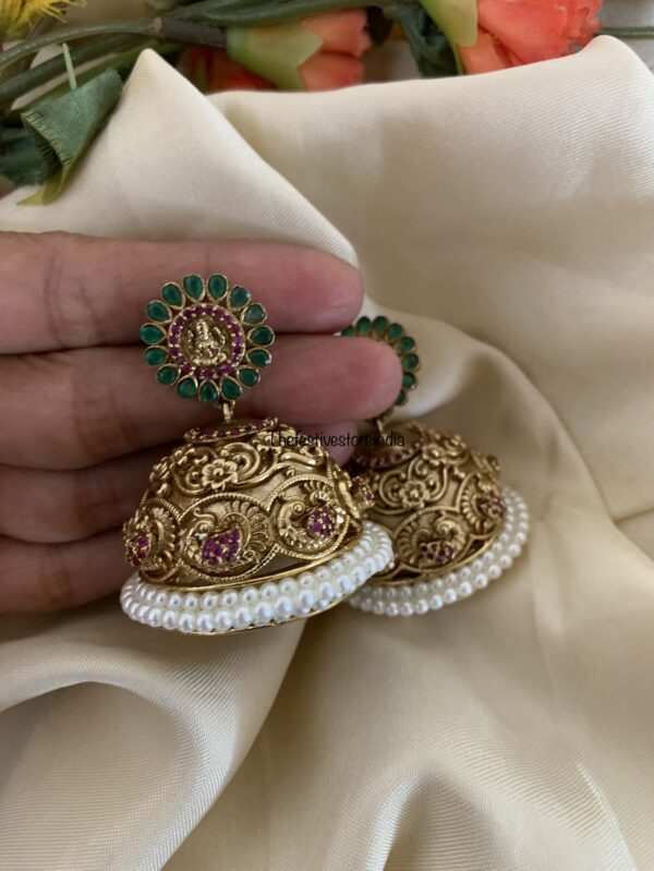 Lakshmi cluster pearl jhumkas