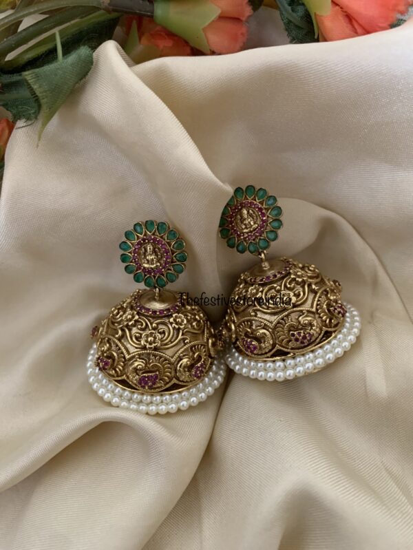 Lakshmi cluster pearl jhumkas
