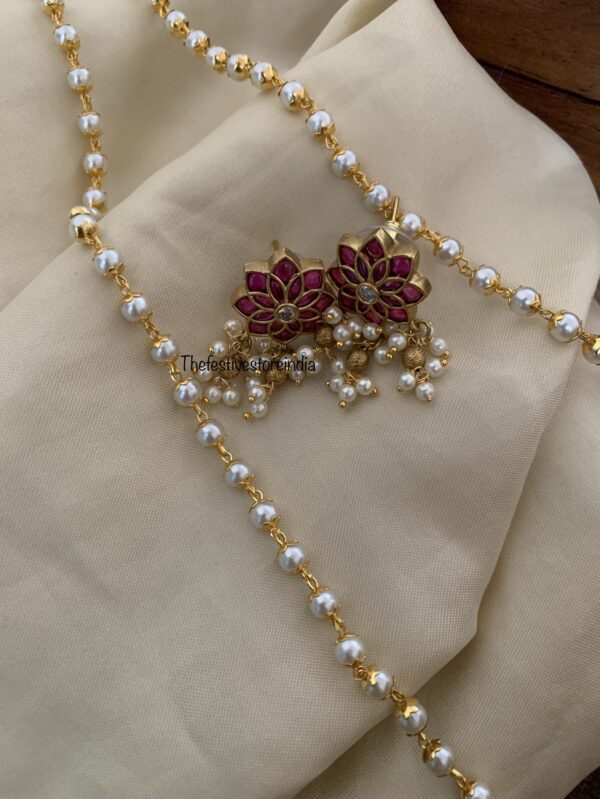 Classic floral navilu pearl haaram set