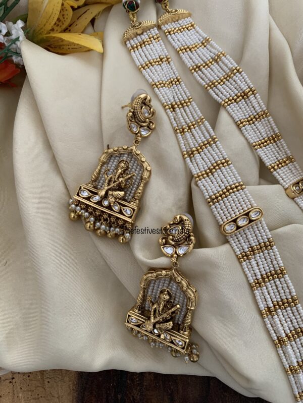 All white bridal Ganapa haaram set