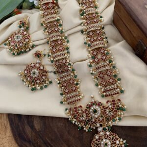 Bridal Kemp with green beads haaram set