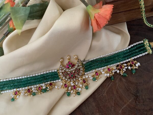 Jadau green beads CHAND choker