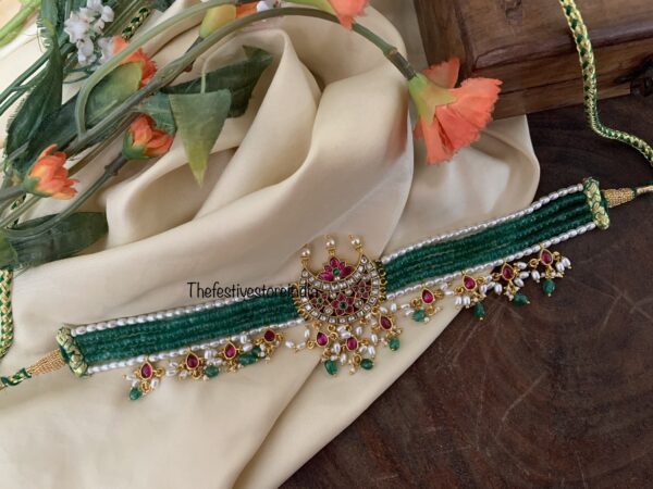 Jadau green beads CHAND choker