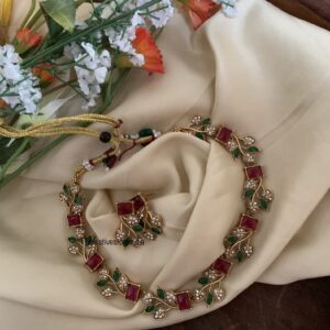 Budgeted multi colour leafy necklace set
