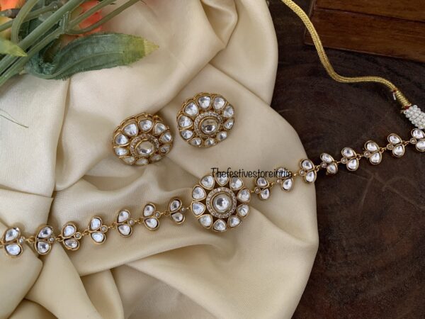 Statement kundan white choker set