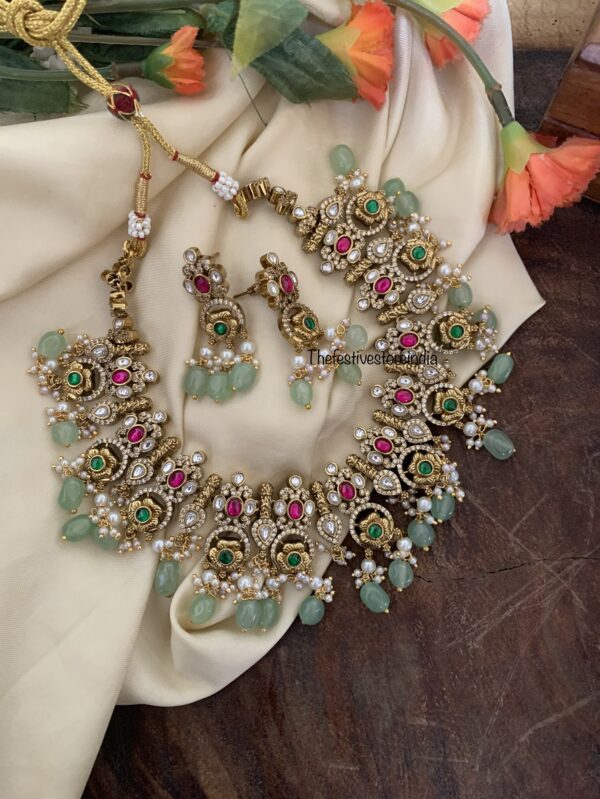 Grand bridal mint beads necklace set