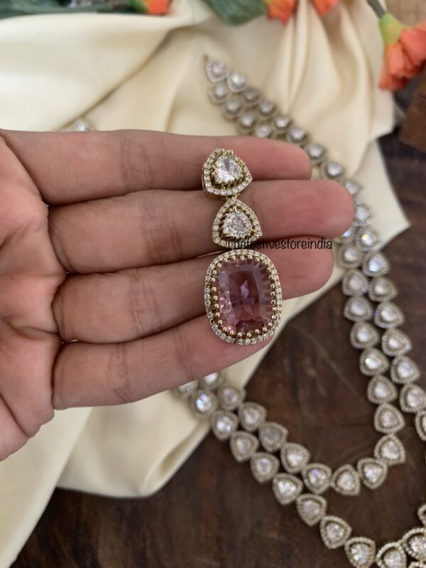 2 layer heavy Victorian Pink stone haaram set