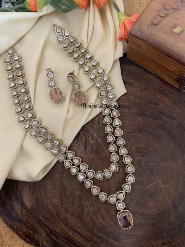 2 layer heavy Victorian Pink stone haaram set