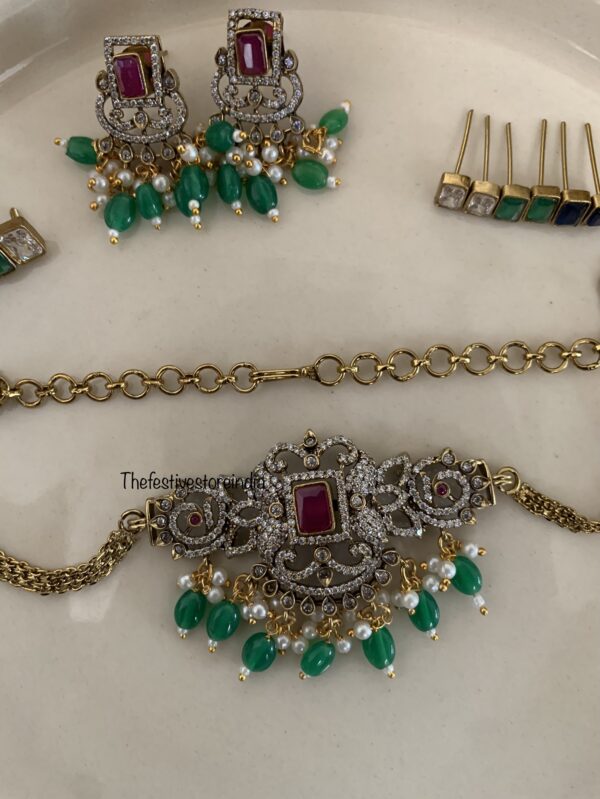 Victorian green drops changeable choker set