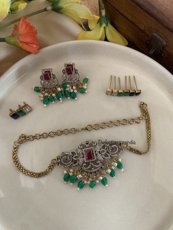 Victorian green drops changeable choker set