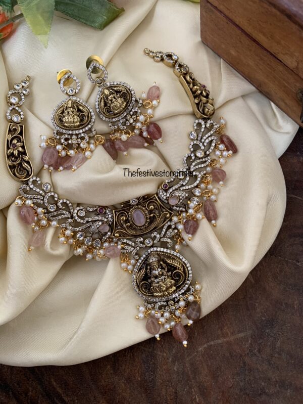 Budgeted Victorian pink beads lakshmi necklace set