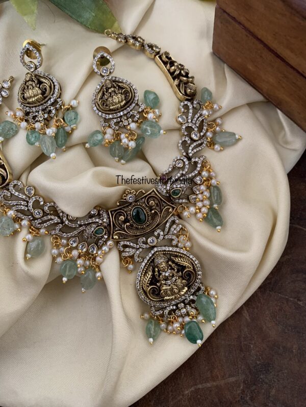 Budgeted Victorian green beads lakshmi necklace set