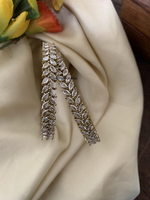 CZ leafy white Bangles - Set of 2