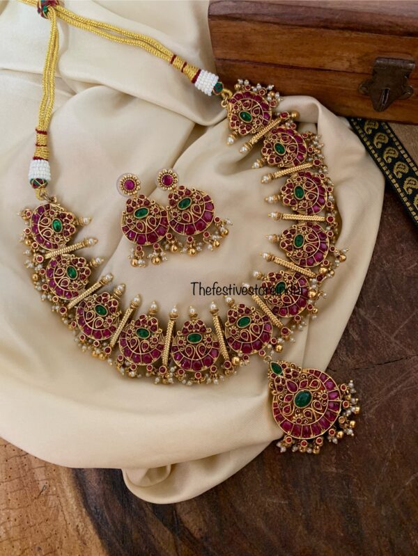Heavy REVERSIBLE lakshmi and kemp necklace set