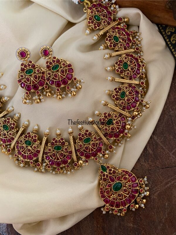 Heavy REVERSIBLE lakshmi and kemp necklace set