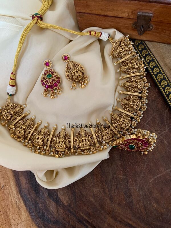Heavy REVERSIBLE lakshmi and kemp necklace set