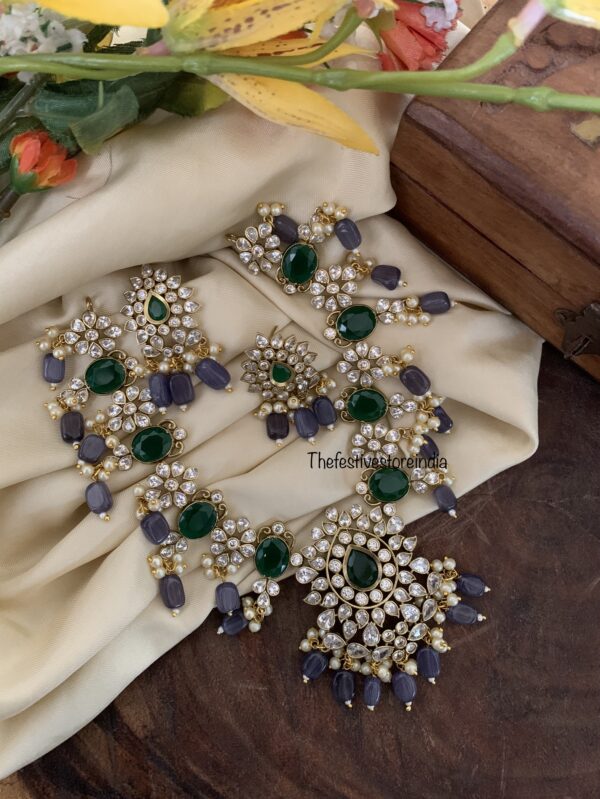 Victorian green purplish grey necklace set