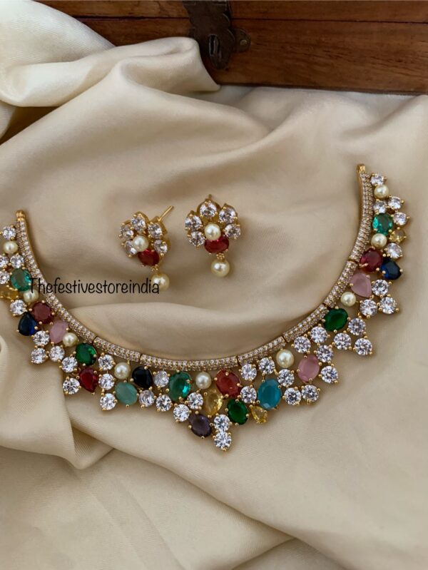Multicolour AD necklace set