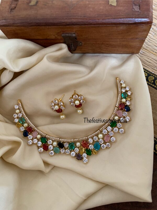Multicolour AD necklace set