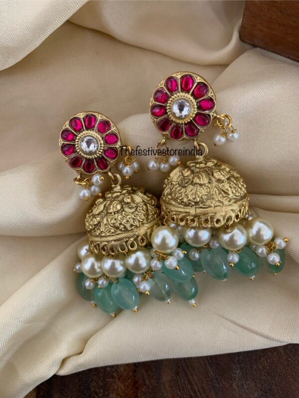 Jadau mint drops bridal jhumkas