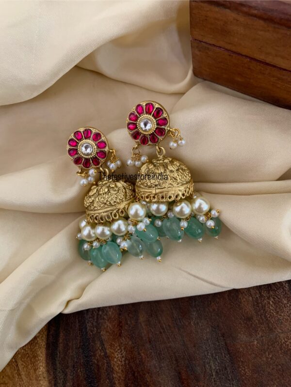 Jadau mint drops bridal jhumkas