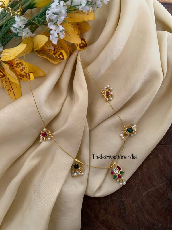 Jadau minimalist lotus multi colour chain