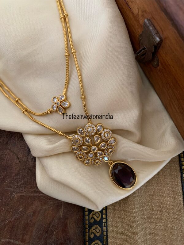 2 layer pendant chain - Purple