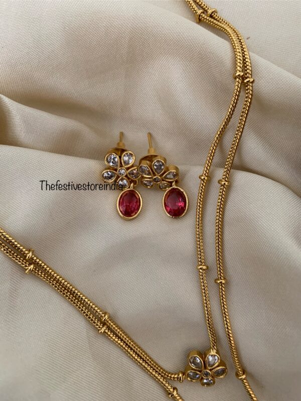 2 layer pendant chain - Ruby / Maroon