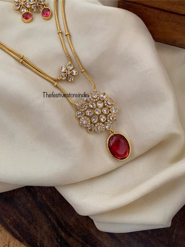 2 layer pendant chain - Ruby / Maroon