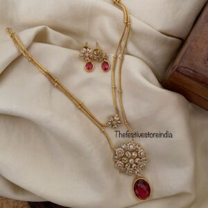 2 layer pendant chain - Ruby / Maroon