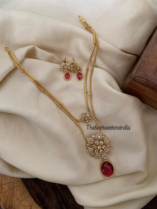 2 layer pendant chain - Ruby / Maroon