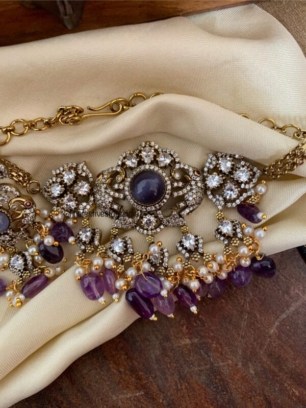 Budgeted Victorian asymmetric purple drops choker set