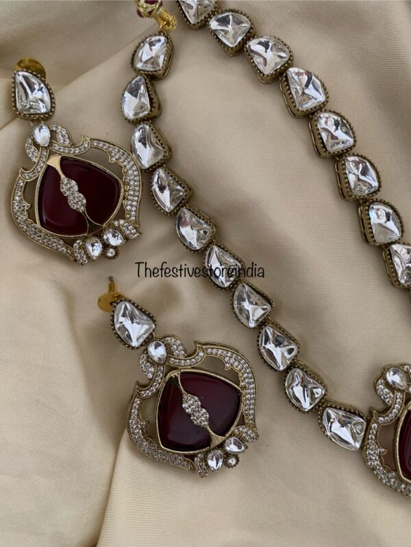 Designer victorian chain set with Ruby stone