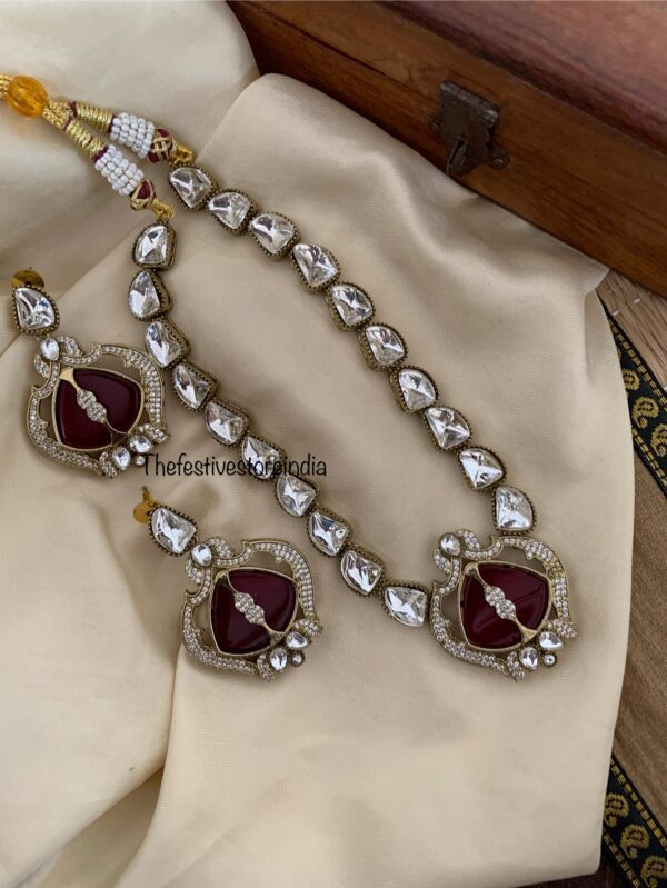 Designer victorian chain set with Ruby stone