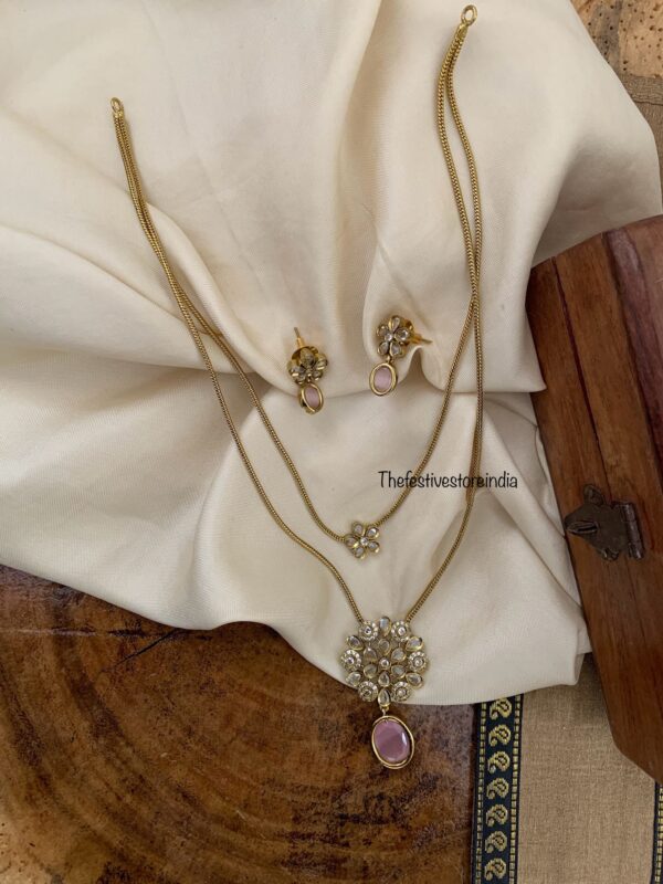 2 layer pendant chain - Pink