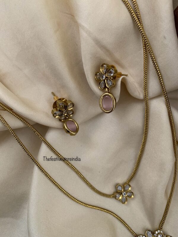 2 layer pendant chain - Pink