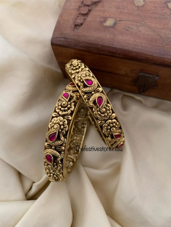 Antique ruby tikka kada - Set of 2