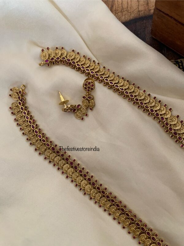 Ruby stone lakshmi kaasu haaram set