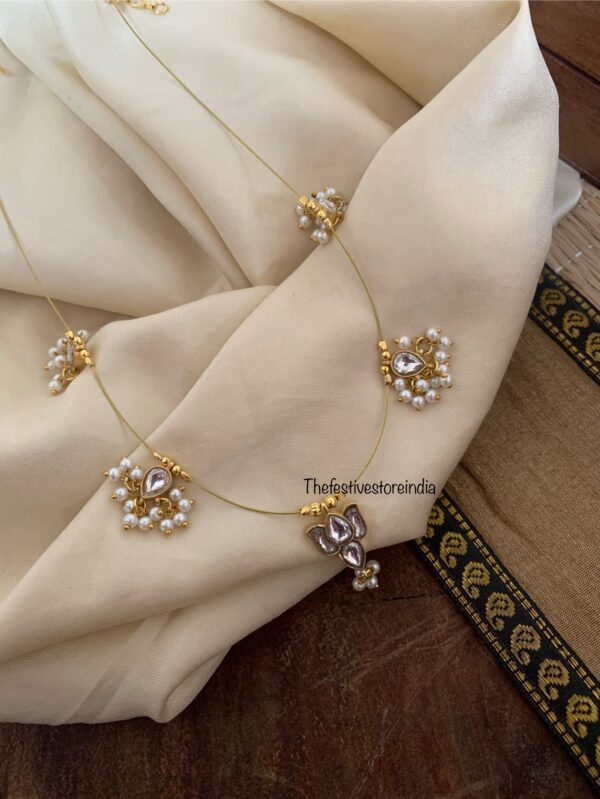 Jadau minimalist all white lotus pendant chain