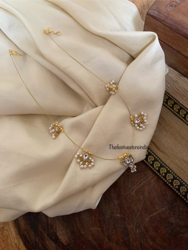 Jadau minimalist all white lotus pendant chain